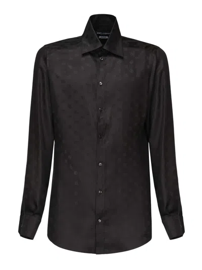 DOLCE & GABBANA MARTINI SILK JACQUARD LOGO SHIRT