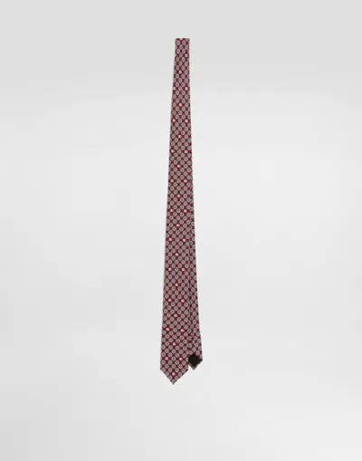 Dolce & Gabbana Martini Tie With Jacquard Micro-designs And Logo In マルチカラー