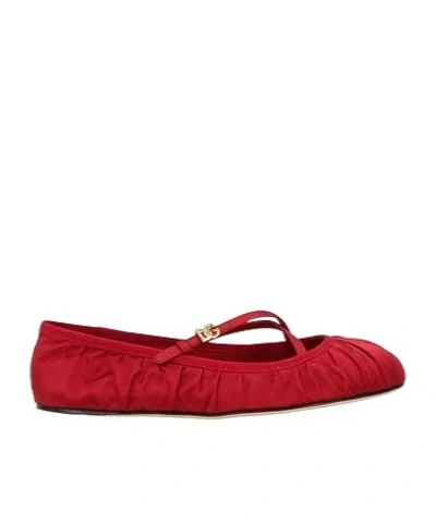 Dolce & Gabbana Mary Jane Flats In Red