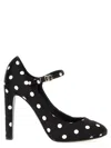 Dolce & Gabbana Sharon 105 Polka Dot Mary-jane Satin Pumps In White/black