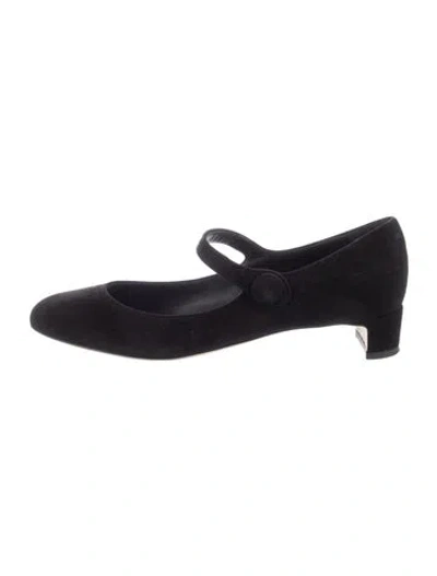 Pre-owned Dolce & Gabbana Mary Jane Suede Mary Jane Flats In Black