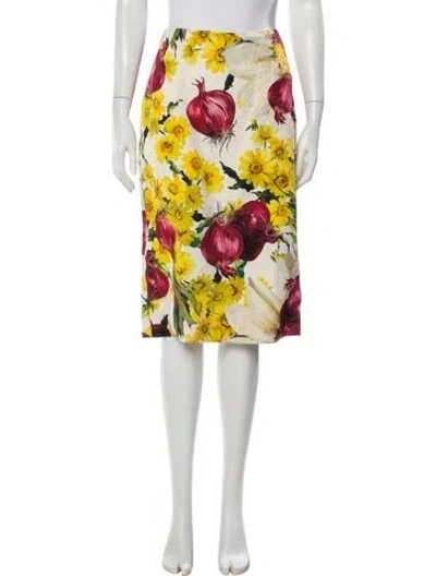 Pre-owned Dolce & Gabbana Matelassé Onion Knee-length Skirt In Neutral