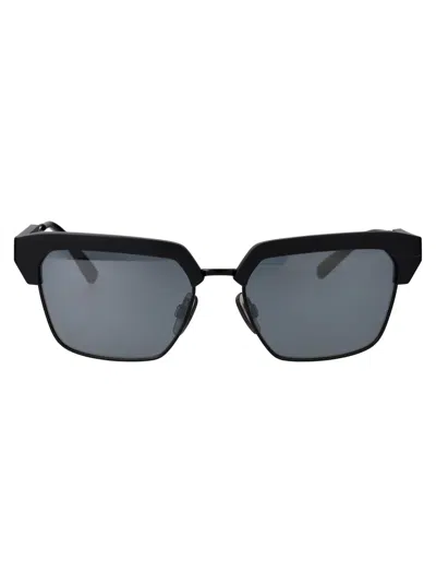 Dolce & Gabbana Matte Black Injected Sunglasses In Animal Print