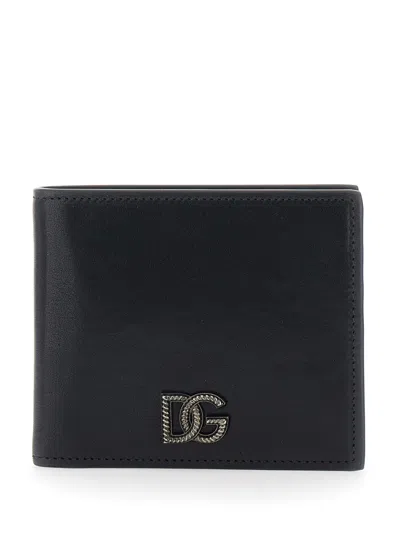 Dolce & Gabbana Matte Nickel-plated Mini Wallet With Logo Customization - H9.2 X W11 X D2 Cm In Black