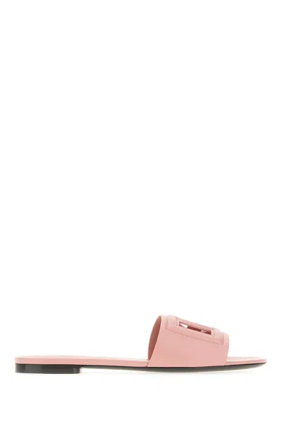 Dolce & Gabbana 10mm Bianca Leather Slide Sandals In Pink