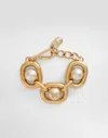 Dolce & Gabbana Maxi-bracelet With Cabochon Details And Dg Logo In Gold
