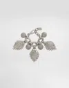 Dolce & Gabbana Maxi-bracelet With Chain, Rhinestone Accents And Dg Logo In Silver