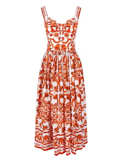 Dolce & Gabbana Maxi Dress "majolica" In Multi