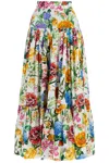 Dolce & Gabbana Multicolor Maxi Skirt With Logo Lettering Detail On The Front And All-over Floral Print In Cotton Wo