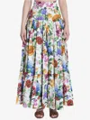 Dolce & Gabbana Multicolor Maxi Skirt With Logo Lettering Detail On The Front And All-over Floral Print In Cotton Wo In Multicolor