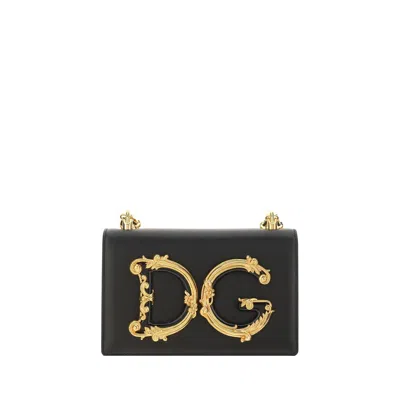Dolce & Gabbana Maxi Logo Shoulder Bag In Black