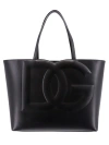 Dolce & Gabbana Leather Shoulder Bag With Frontal Maxi Monogram In Black