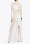 Dolce & Gabbana Maxi Silk Chiffon Dress With Self-ties Bows In White