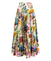 Dolce & Gabbana Multicolor Maxi Skirt With Logo Lettering Detail On The Front And All-over Floral Print In Cotton Wo In Multicolor