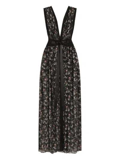 Dolce & Gabbana Small Floral-print Chiffon Dress In Black