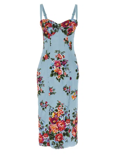 Dolce & Gabbana Mazzo Di Fiori Dresses Multicolor In Blue