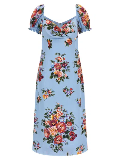 Dolce & Gabbana Mazzo Di Fiori Dresses Multicolor In Blue