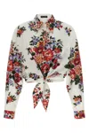 Dolce & Gabbana Cotton Shirt With A Bouquet Of Flowers Print Shirts White In White