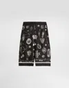Dolce & Gabbana Medal-print Silk Twill Bermuda Shorts In Black