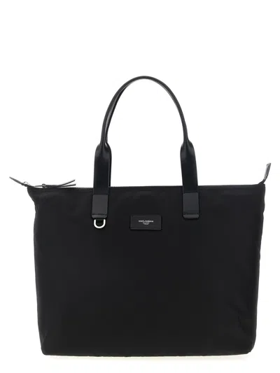 DOLCE & GABBANA DOLCE & GABBANA MEDIA LOGO PATCH SHOPPING BAG
