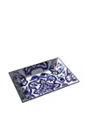 Dolce & Gabbana Mediterranean Floral Decorative Tray (26cm X 18.5 Cm) In Blue