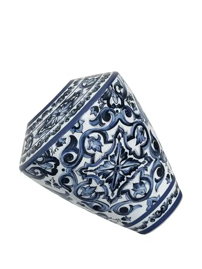 Dolce & Gabbana Mediterranean Patterned Vase (25cm X 29 Cm) In Blue