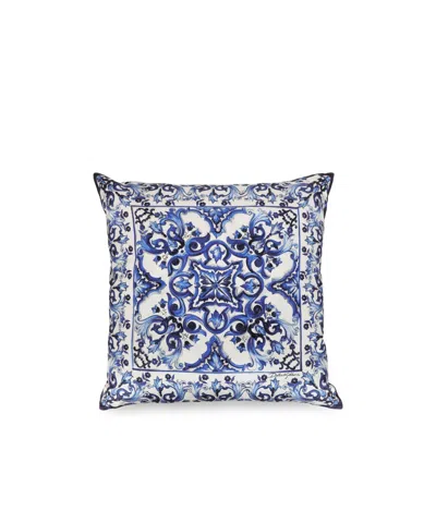 Dolce & Gabbana Mediterraneo Large Silk-twill Cushion In Blue
