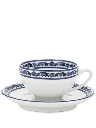 Dolce & Gabbana Mediterraneo-trim Expresso Cups (set Of Two) In White