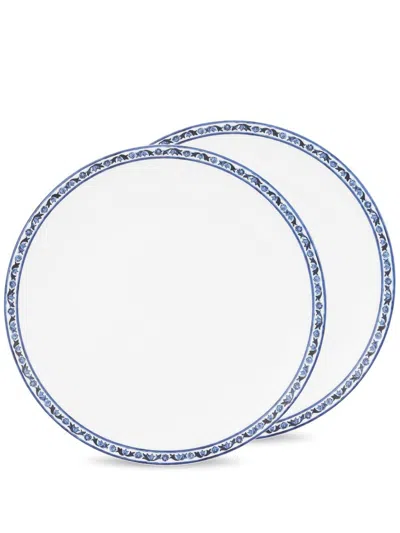 Dolce & Gabbana Mediterraneo-trim Plates (set Of Two) In White