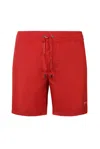 Dolce & Gabbana Mid-length Swim Trunks With Dg Monogram Print In Red