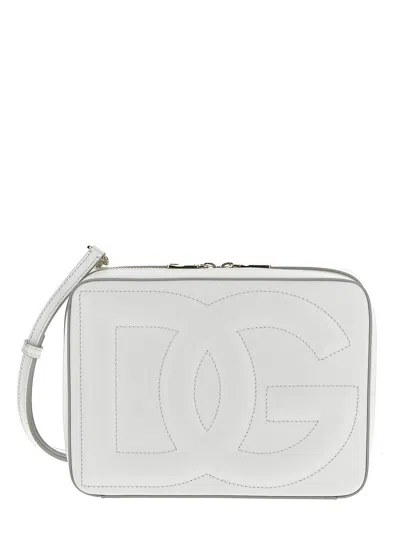 Dolce & Gabbana Medium Calfskin Camera Bag With Logo In White
