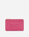 Dolce & Gabbana Medium Calfskin Card Holder With Dg Logo In Lilac