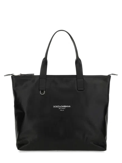 Dolce & Gabbana Medium Calfskin Shopper In Black