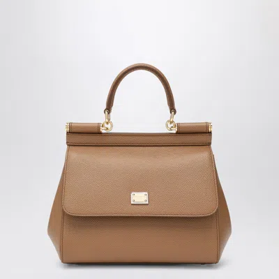 Dolce & Gabbana Medium Caramel Sicily Hand Bag In Brown