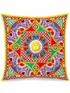 Dolce & Gabbana Medium Carretto-print Square Canvas Cushion In Rot