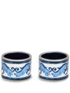 Dolce & Gabbana Medium Ceramic Napkin Rings (set Of Two) In Blue