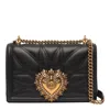 Dolce & Gabbana Devotion Bag In Nappa Leather With Metallic Ex Voto And Monogram In Black
