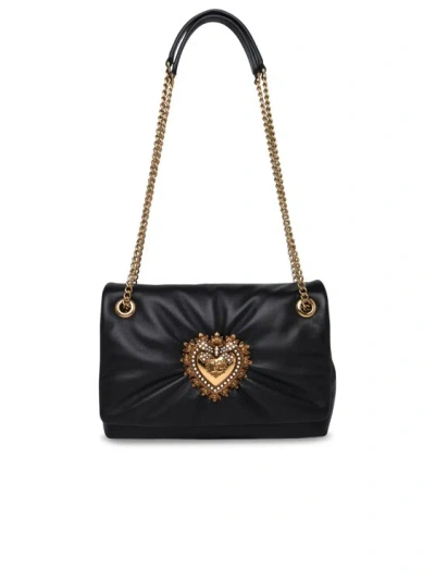 Dolce & Gabbana Medium Devotion Bag In Black Nappa Leather