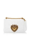 Dolce & Gabbana Medium Devotion Bag In Quilted Nappa Leather In Optic White/gold