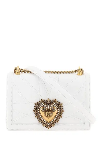 Dolce & Gabbana Medium 'devotion' Bag In Quilted Nappa Leather In White