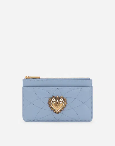 Dolce & Gabbana Medium Devotion Card Holder In Blue