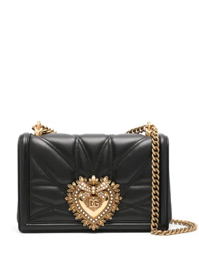 Pre-owned Dolce & Gabbana Medium Devotion Cross Body Bag In Black