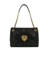 Dolce & Gabbana Medium Devotion Leather Shoulder Bag In Black