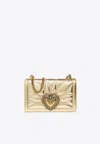 Dolce & Gabbana Medium Devotion Crossbody Bag In Quilted Nappa Mordore Leather In Gold