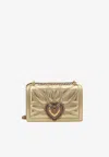 Dolce & Gabbana Leather Shoulder Bag With Frontal Jewel Detail In Gold