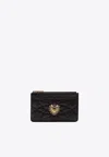 Dolce & Gabbana Medium Devotion Quilted Nappa Leather Cardholder In Black