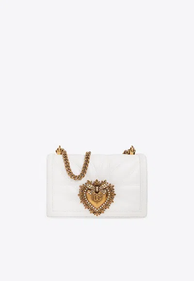 Dolce & Gabbana Medium Devotion Quilted Shoulder Bag In White