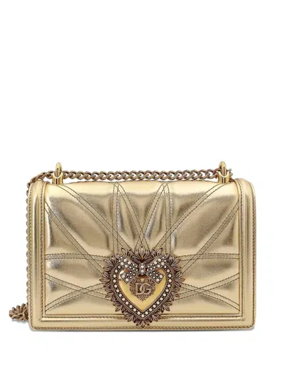 Dolce & Gabbana Medium Devotion Shoulder Bag In Gold