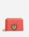 Dolce & Gabbana Medium Devotion Quilted Shoulder Bag In Orange