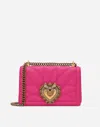 Dolce & Gabbana Medium Devotion Bag In Quilted Nappa Leather In Pink